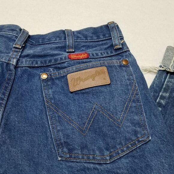 VINTAGE 1970s Wrangler USA Made Raw Cut High Rise Cropped Mom Jeans 12 - Picture 11 of 11